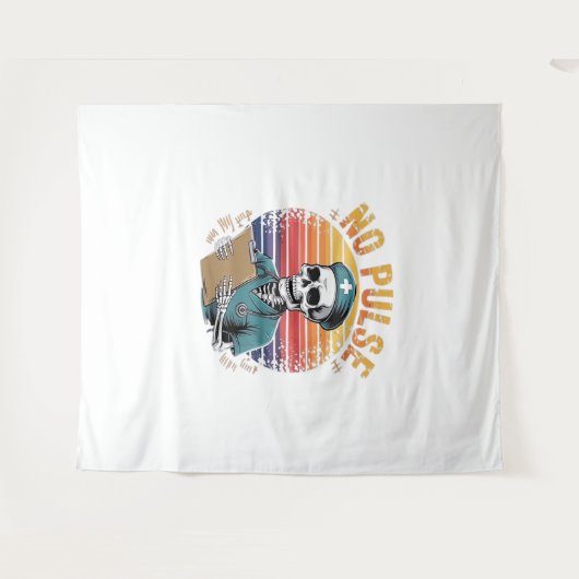 Grappig Skeleton Nurse Geen Pulse Design – Dark Hu Wandkleed (Voorkant (horizontaal))