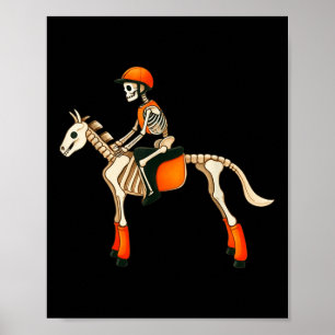 Grappig Skeleton Paardrijden Halloween kostuum Man Poster