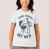 Grappig Skeleton Retro BBQ Smoke Brisket Niet _1 Tri-Blend Shirt (Voorkant)