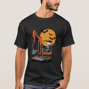 Grappig Skeleton Rijdende Graafmachine Halloween C T-shirt