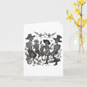 Grappig Skeleton Skull Dancing Singing Rock Music Kaart (Gele Bloem)
