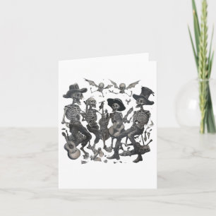 Grappig Skeleton Skull Dancing Singing Rock Music  Kaart
