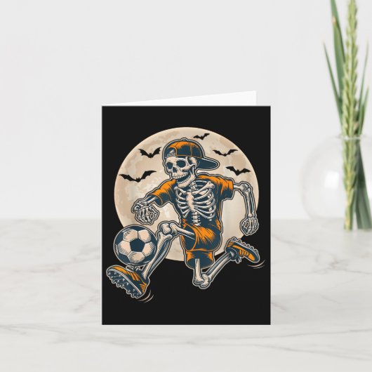 Grappig Skeleton Soccer Mannen Boys Kinder Hallowe Kaart (Voorkant)