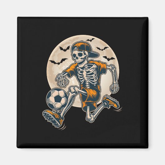 Grappig Skeleton Soccer Mannen Boys Kinder Hallowe Magneet (Voorkant)