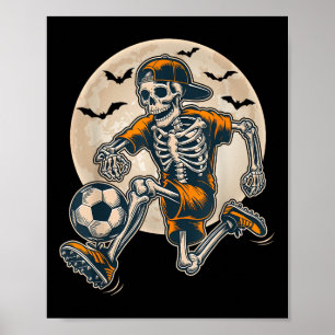 Grappig Skeleton Soccer Mannen Boys Kinder Hallowe Poster