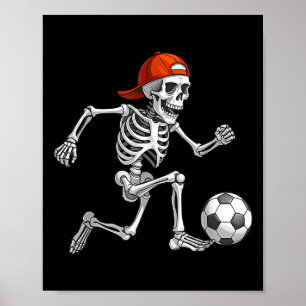 Grappig Skeleton Soccer Mannen Boys Kinder Hallowe Poster