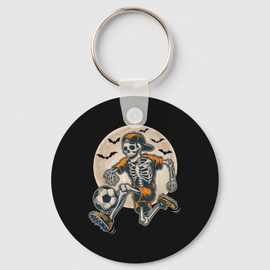 Grappig Skeleton Soccer Mannen Boys Kinder Hallowe Sleutelhanger (Voorkant)