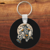 Grappig Skeleton Soccer Mannen Boys Kinder Hallowe Sleutelhanger (Voorkant)