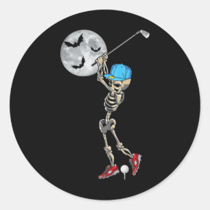 Grappig Skeleton Spelen Golf Golfen Happy Hallowee Ronde Sticker