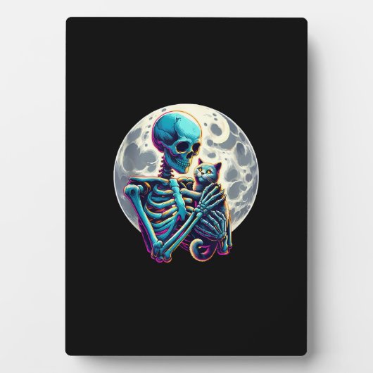 Grappig Skeleton spelen met A Schattige Cat Skull Fotoplaat (voorkant)