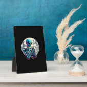 Grappig Skeleton spelen met A Schattige Cat Skull Fotoplaat (Zijkant)