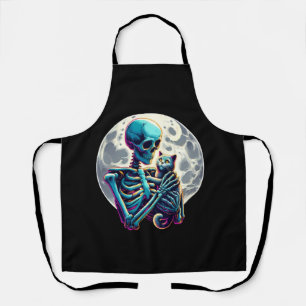 Grappig Skeleton spelen met A Schattige Cat Skull Schort
