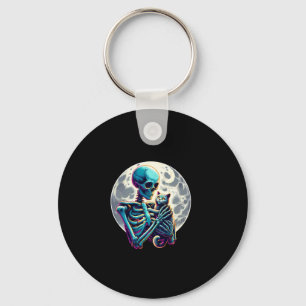 Grappig Skeleton spelen met A Schattige Cat Skull Sleutelhanger