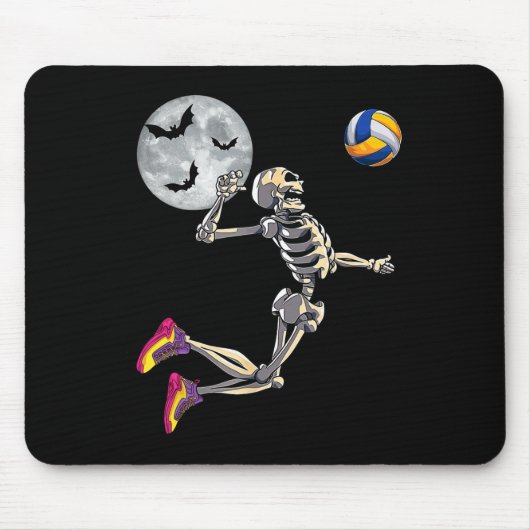 Grappig Skeleton Spelen Volleybal Happy Halloween Muismat (Voorkant)