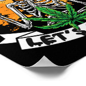 Grappig Skeleton Stoner Roken Wiet Laten we verlic Poster (Hoek)