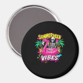 Grappig Skeleton Summerween Vibes Flamingo Pool Ic Magneet (Voorkant / Achterkant)