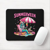 Grappig Skeleton Summerween Zeemeermin Beach Hallo Muismat (Met muis)