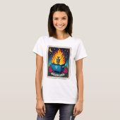 Grappig Skeleton Tarot Emotionele Dumpster Fire T-shirt (Voorkant volledig)