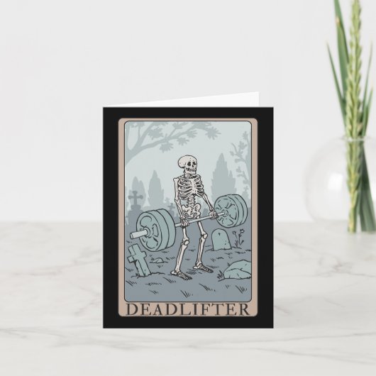 Grappig Skeleton Tarot Kaart Deadlifter Bodybuildi (Voorkant)