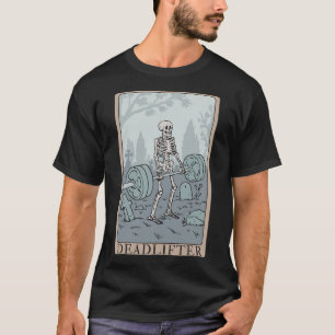 Grappig Skeleton Tarot Kaart Deadlifter Bodybuildi T-shirt