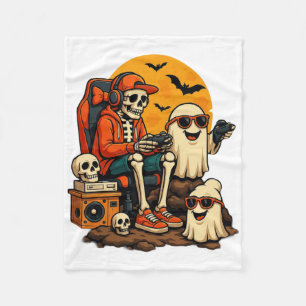 Grappig Skeleton Videogame Halloween Gaming Gamer Fleece Deken