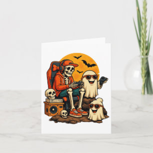 Grappig Skeleton Videogame Halloween Gaming Gamer  Kaart