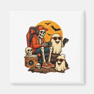 Grappig Skeleton Videogame Halloween Gaming Gamer Magneet