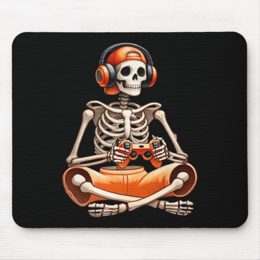Grappig Skeleton Videogame Halloween Gaming Gamer Muismat (Voorkant)