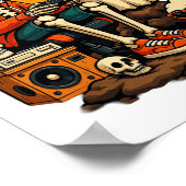 Grappig Skeleton Videogame Halloween Gaming Gamer Poster (Hoek)