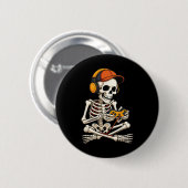 Grappig Skeleton Videogame Halloween Gaming Gamer Ronde Button 5,7 Cm (Voorkant /achterkant)