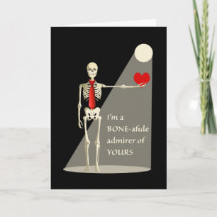Grappig skeleton voor Valentijnsdag, Bone-afide be Kaart