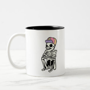 Grappig Skeleton wachtend Tweekleurige Koffiemok