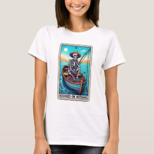 Grappig skeletvisserhaakje aan niets tarot t-shirt
