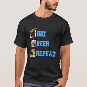 Grappig Ski Bier Herhaal Skien Winter Ski Snowboar T-shirt