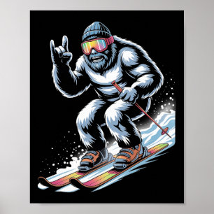 Grappig Skien Bigfoot Ski Wintersport Snowboarder Poster