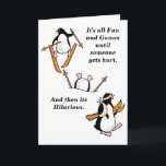 Grappig  skiën is fout gegaan kaart<br><div class="desc">Deze kaart,  van een mislukte poging van een pinguïn om te skiën,  biedt volledig aanpasbare tekstoptie.</div>