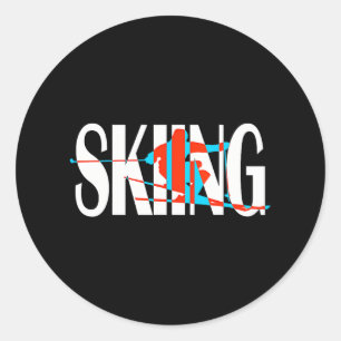 Grappig skiën Winter Cool Freeskier Ronde Sticker