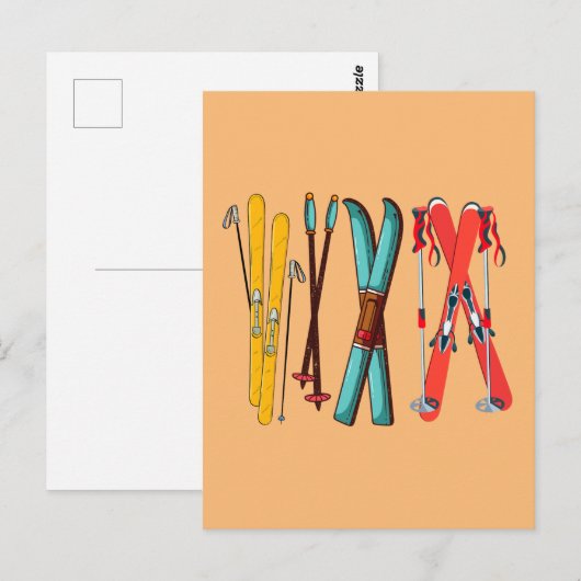 Grappig Skilopen Kleurrijke Ski Skiloper Briefkaart (Voorkant / Achterkant)