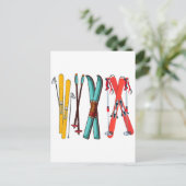 Grappig Skilopen Kleurrijke Ski Skiloper  Briefkaart (Staand voorkant)