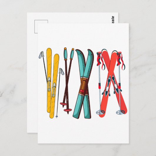 Grappig Skilopen Kleurrijke Ski Skiloper  Briefkaart (Voorkant / Achterkant)