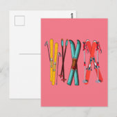 Grappig Skilopen Kleurrijke Ski Skiloper  Briefkaart (Voorkant / Achterkant)