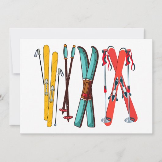 Grappig Skilopen Kleurrijke Ski Skiloper  Feestdagenkaart (Voorkant)
