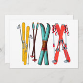 Grappig Skilopen Kleurrijke Ski Skiloper  Feestdagenkaart (Voorkant / Achterkant)