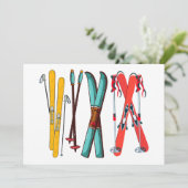 Grappig Skilopen Kleurrijke Ski Skiloper  Feestdagenkaart (Staand voorkant)