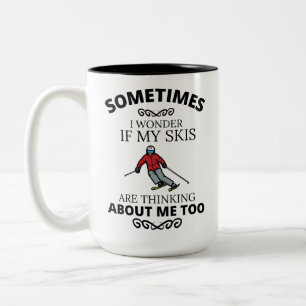 Grappig Skiplezier Joke Quote, Ski-liefhebber Skie Tweekleurige Koffiemok