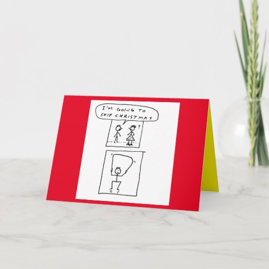 Grappig Skipping Christmas Sports Cartoon Joke Feestdagen Kaart (Voorkant)