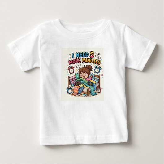 Grappig slaap T-shirt – Ik heb nog 5 minuten nodig (Voorkant)