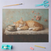 Grappig Slapen Sinaasappel Kattenschilderij Decoup Tissuepapier (Craft)
