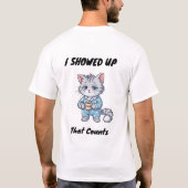 Grappig Slaperig Kat Koffie T-Shirt (Achterkant)