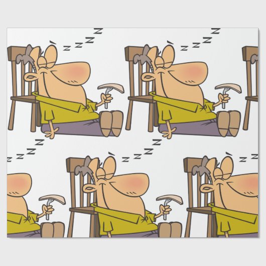 Grappig Slaperig Man Napping met Sandwich Cadeaupapier (Vlak)